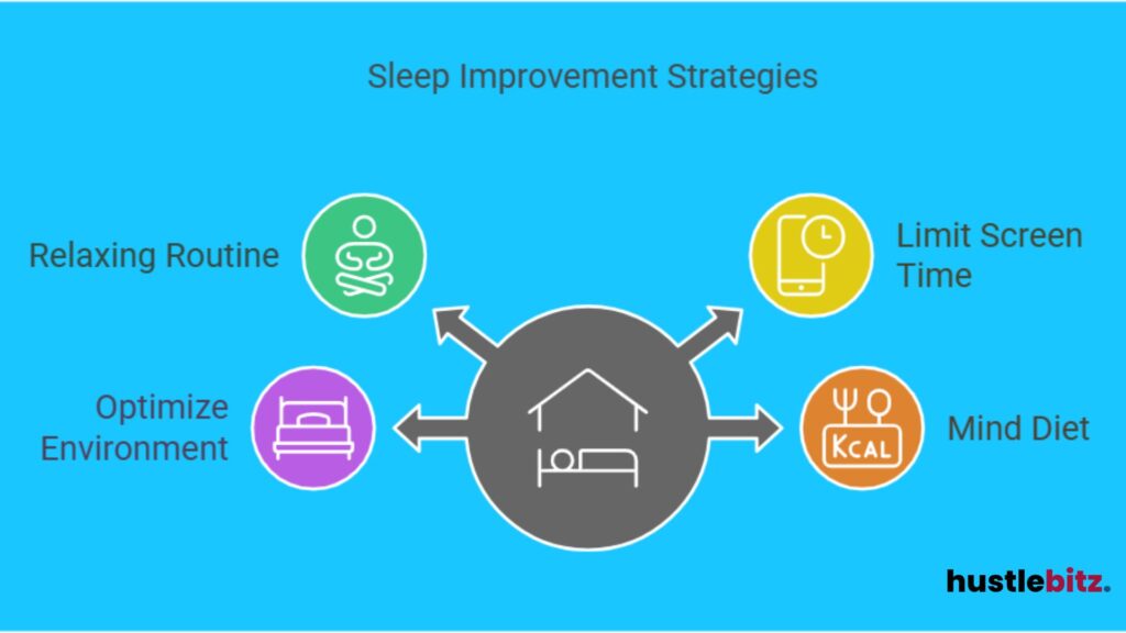 A visual representation about sleep improvement strategies.