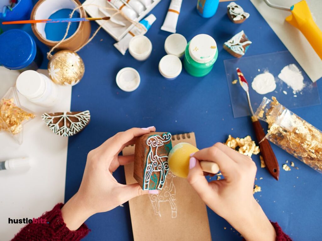 A picture of a hand doing crafting 