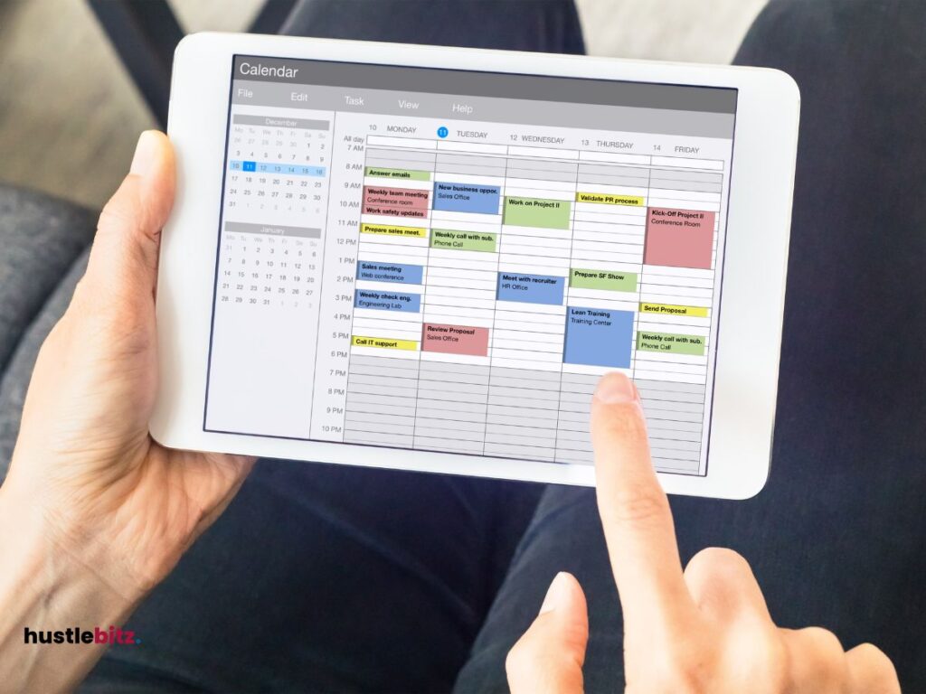 A tablet with schedule and task 