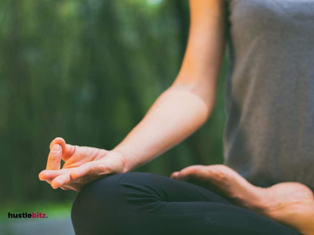 a woman doing her yoga.