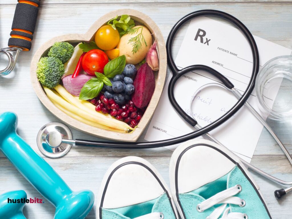 fruit inside the heart shape and a shoes