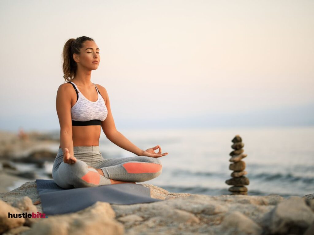 a woman doing meditation