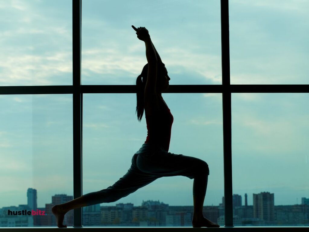 A woman doing yoga exercises