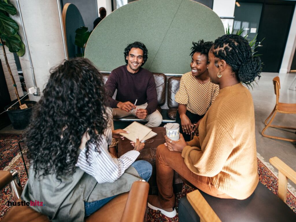 group of people talking to each other