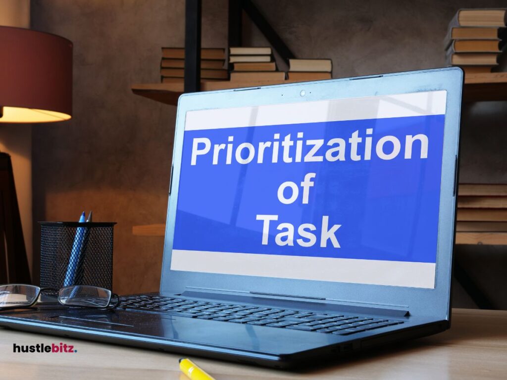 a laptop with a word "prioritization of task"