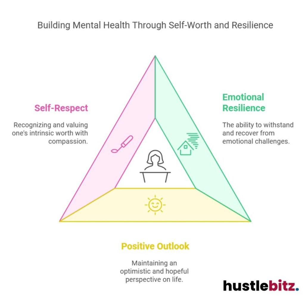 A visual about building mental health through self worth and resilience.