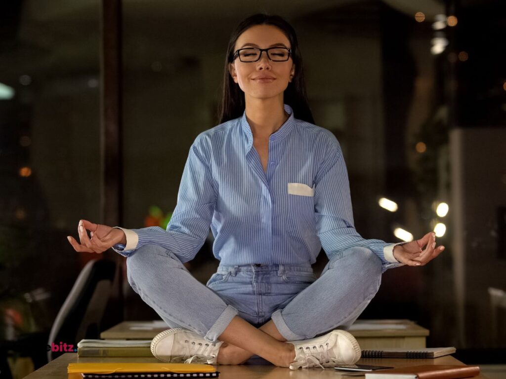 A woman doing meditation