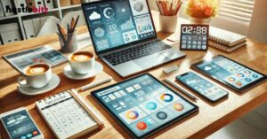 Different types of gadgets in the table with apps icons