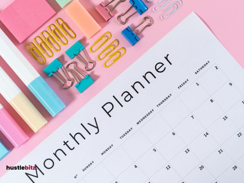 A weekly planner calendar