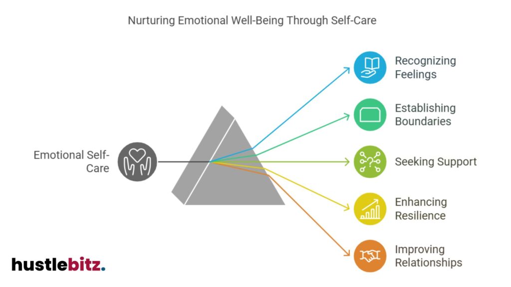 A visual representation about nurturing emotional well being through self-care.