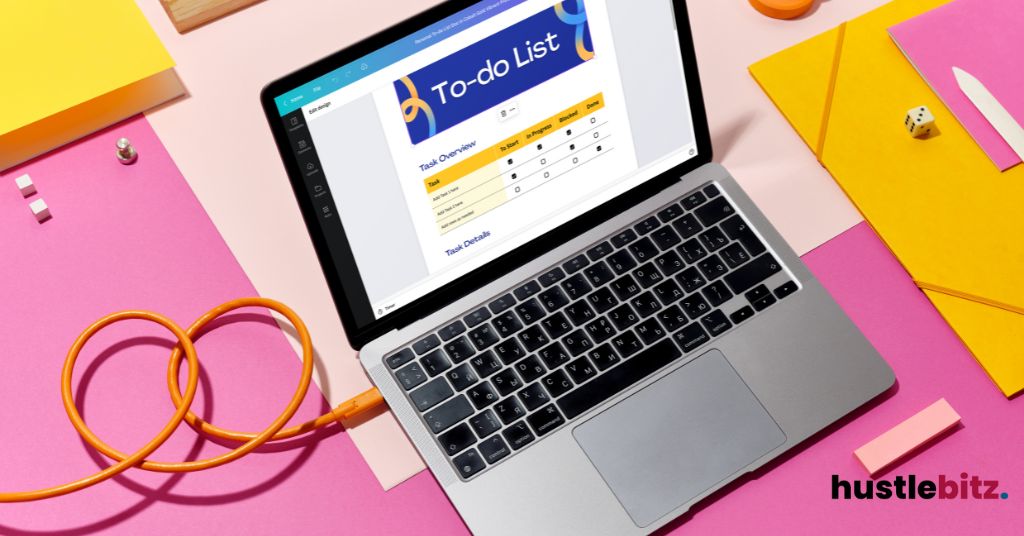 laptop with to do list in the monitor