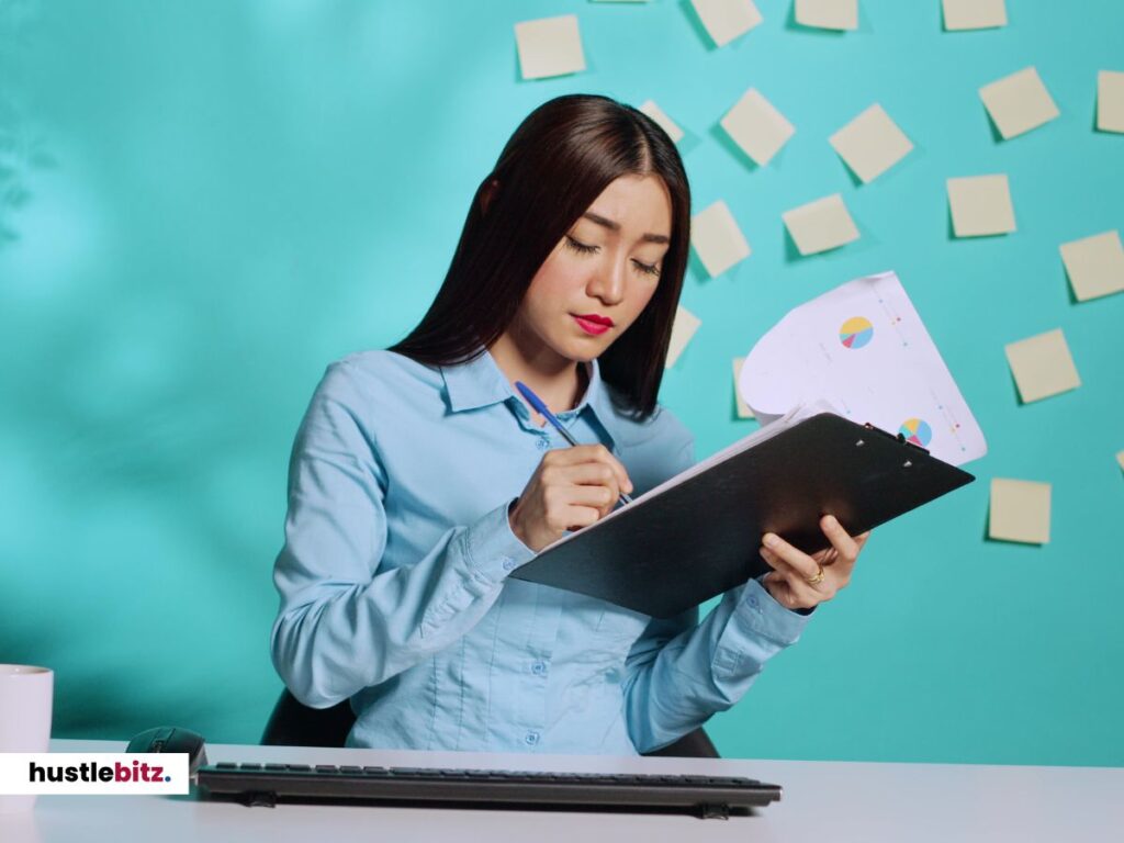 A woman doing writing