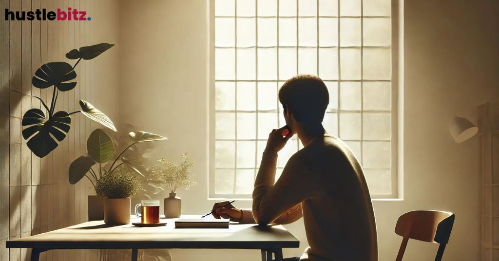 A person sitting at the chair and looking at the window