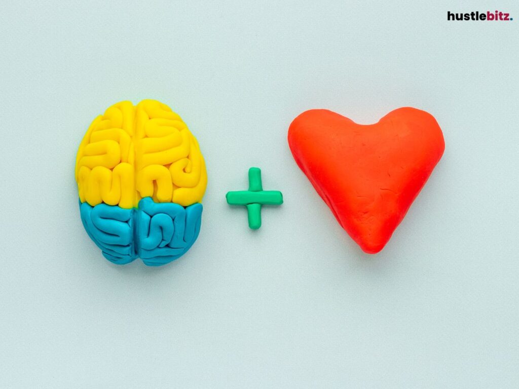 brain and a heart with a plus sign in between.