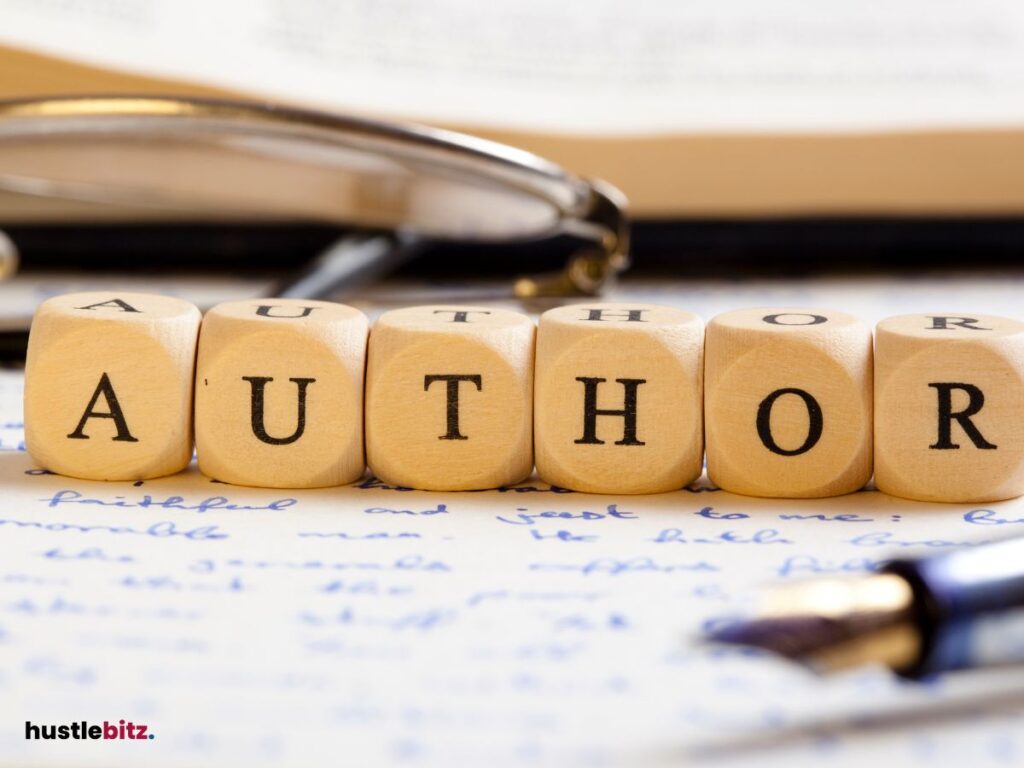 A dice cube with word about author