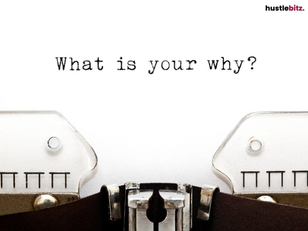 Typed text "What is your why?" on a typewriter.