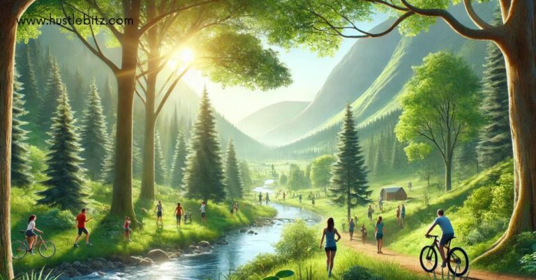many people doing different activities in the nature