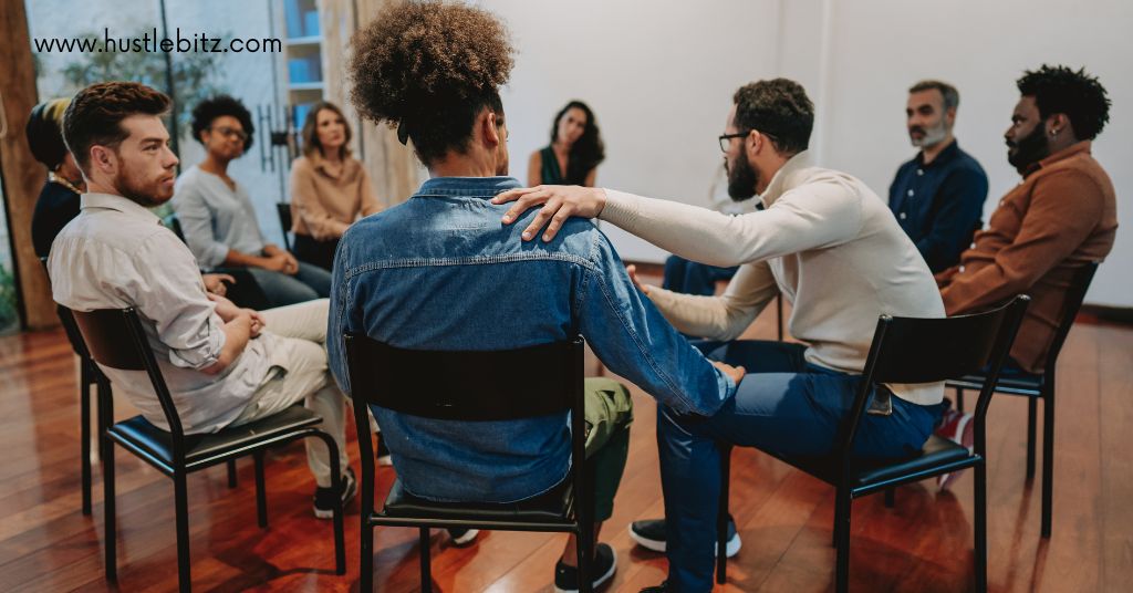 Group of people talking while sitting