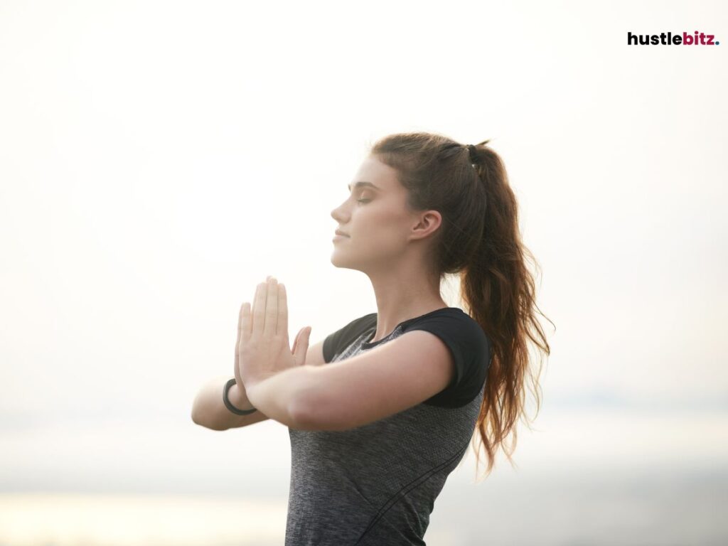 A woman doing meditation