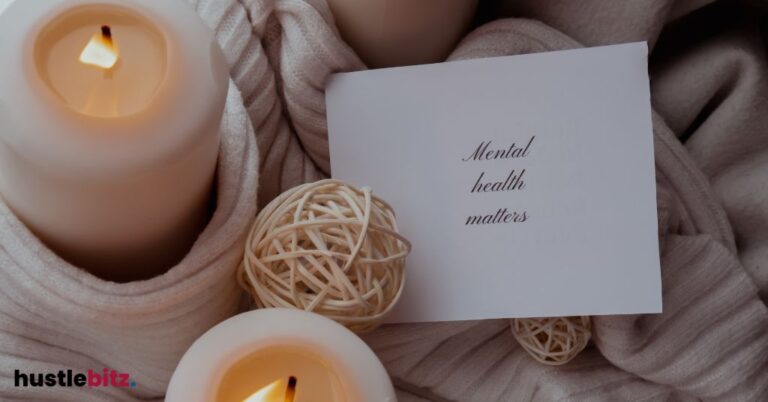 Candles and a card reading "Mental health matters".