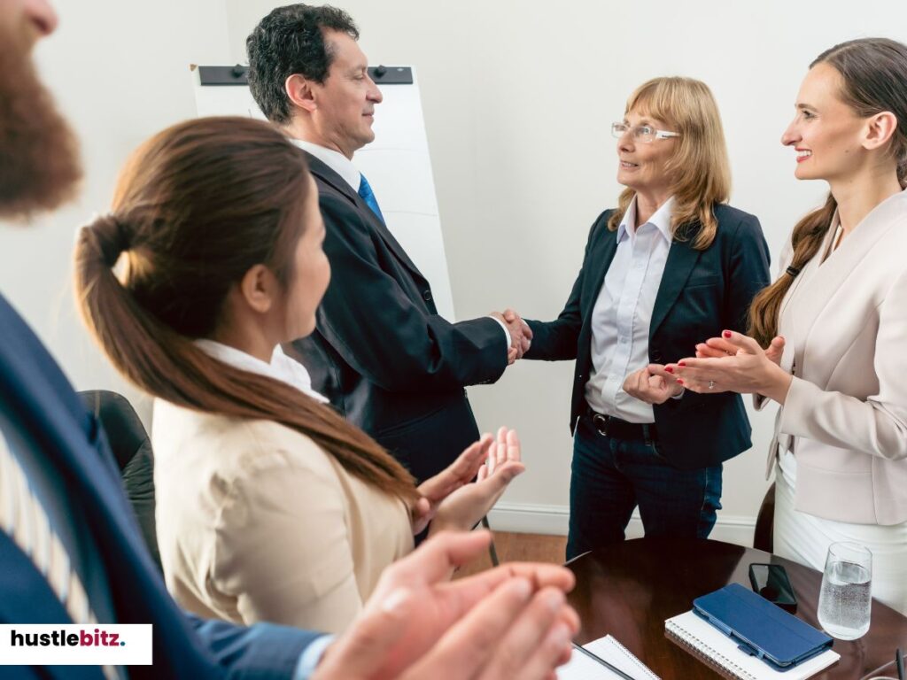 a man shake hands the woman hands