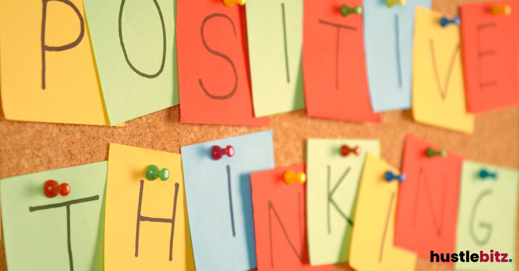 Colorful sticky notes spelling "Positive Thinking."