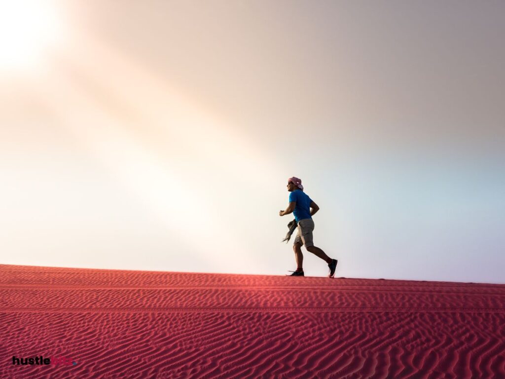 A man running in the desert