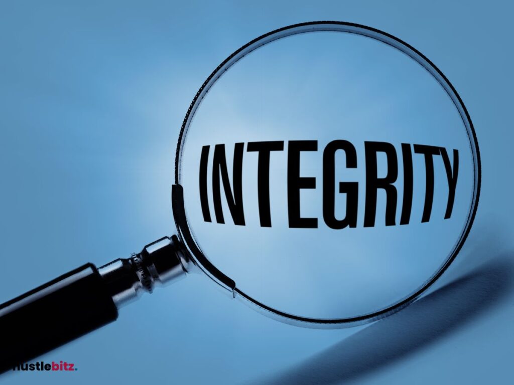 magnifying glass with a word integrity