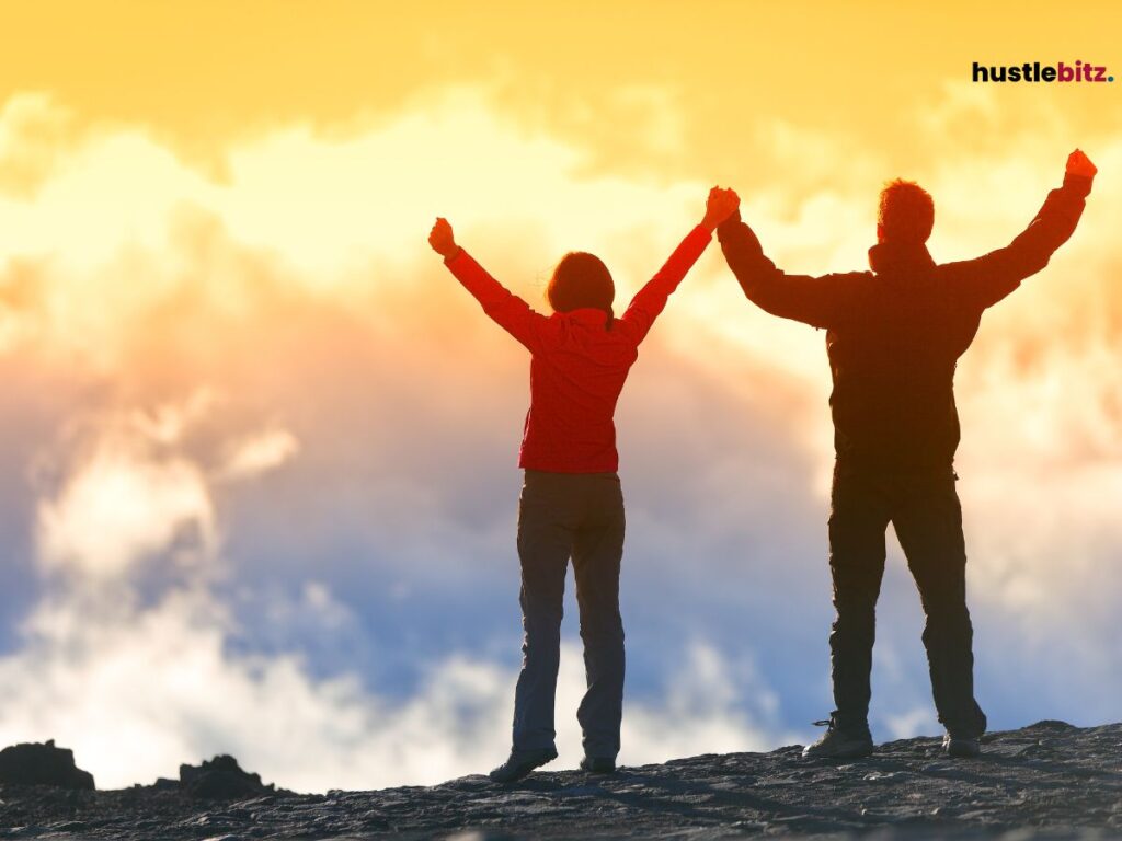 man and woman hold hands 