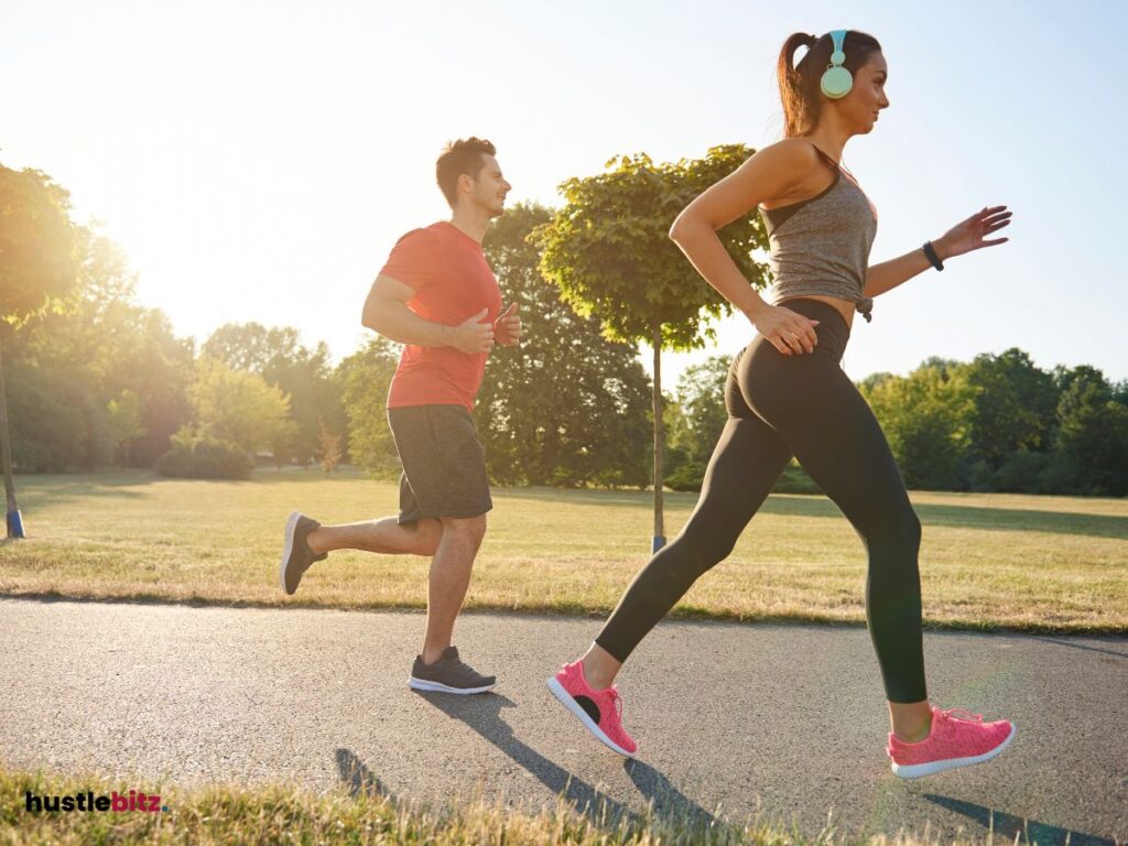 two people doing jogging exercise in the spring seasons