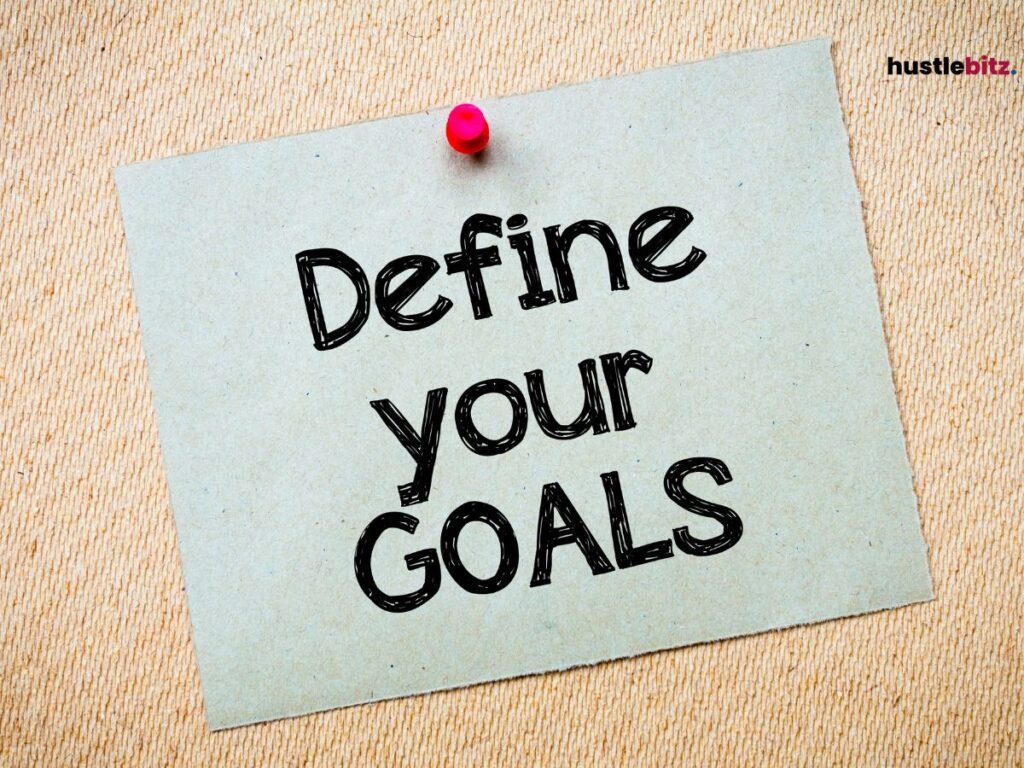 sticky notes with word "define your goals"