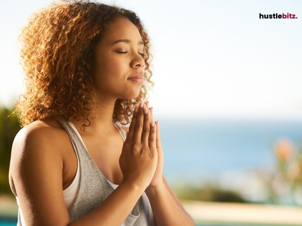 A woman doing mindfulness