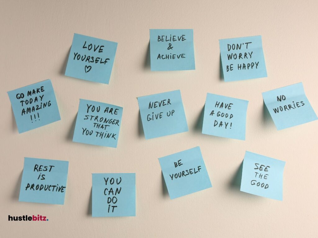 A sticky notes with words