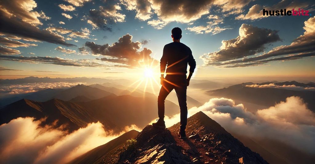 A man in the top of the mountain
