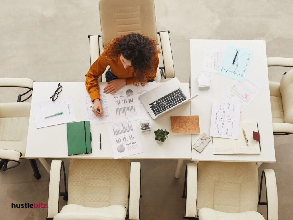 A woman working