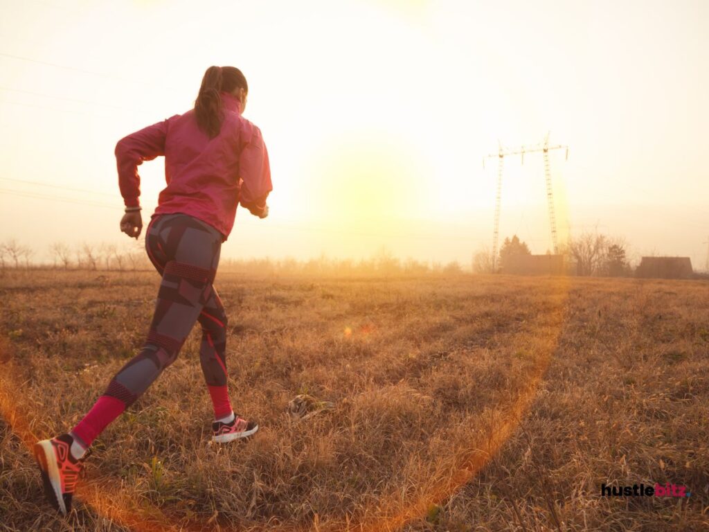 A woman running