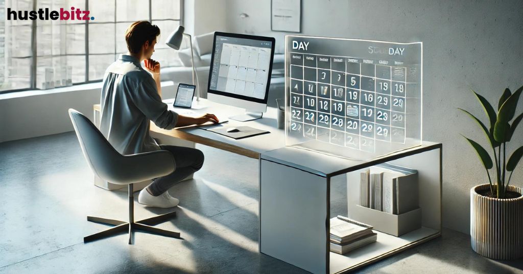 a woman sitting at the chair in front of monitor