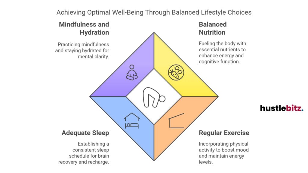 Balance life with mindfulness, sleep, nutrition, and regular exercise.