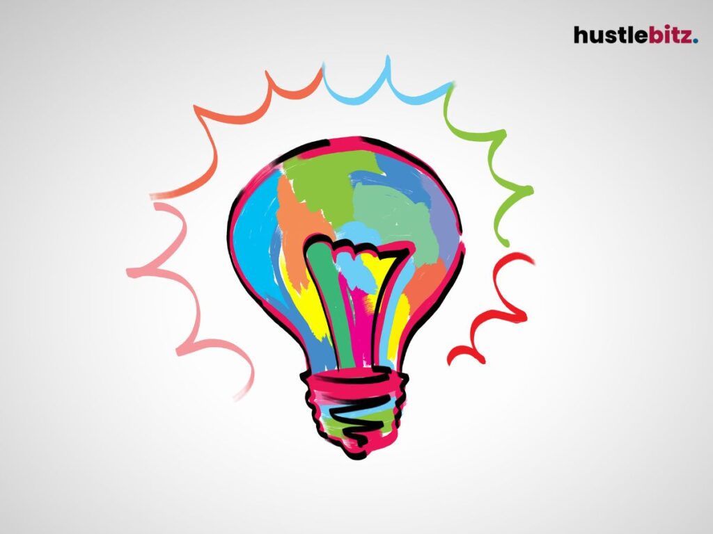 A colorful drawing of a lightbulb.