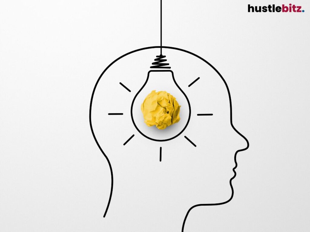 An illustration of a light bulb inside a head drawing.