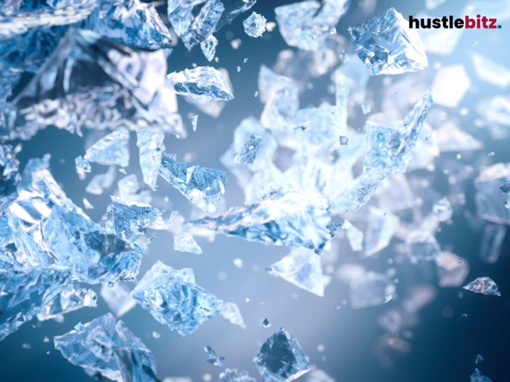 An ice being shattered.