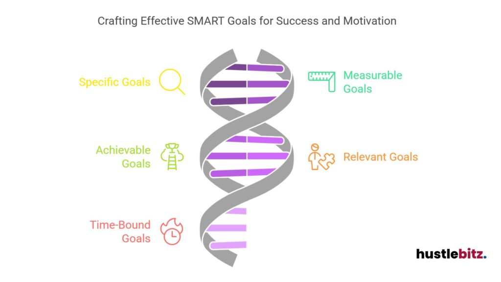 SMART goals: specific, measurable, achievable, relevant, and time-bound objectives.

