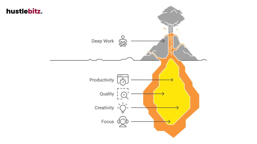 Deep work boosts focus, creativity, quality, and productivity for success.