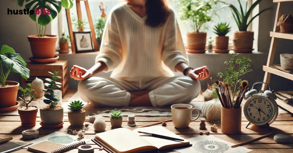 A woman doing meditation inside the room