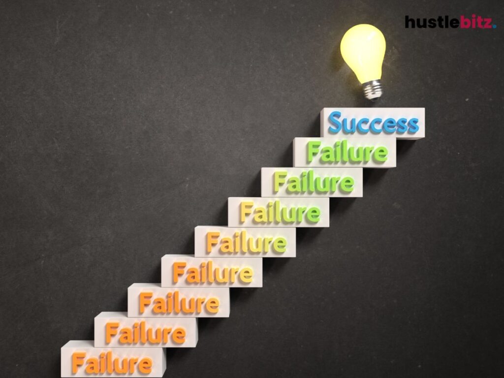 A stairs with failure word and the last stairs is a success with bulb