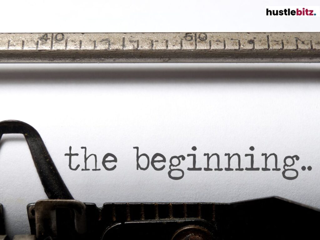 "The beginning..." typed on a typewriter.