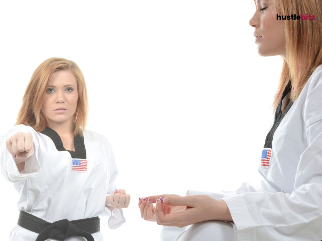 A woman doing meditation and training 