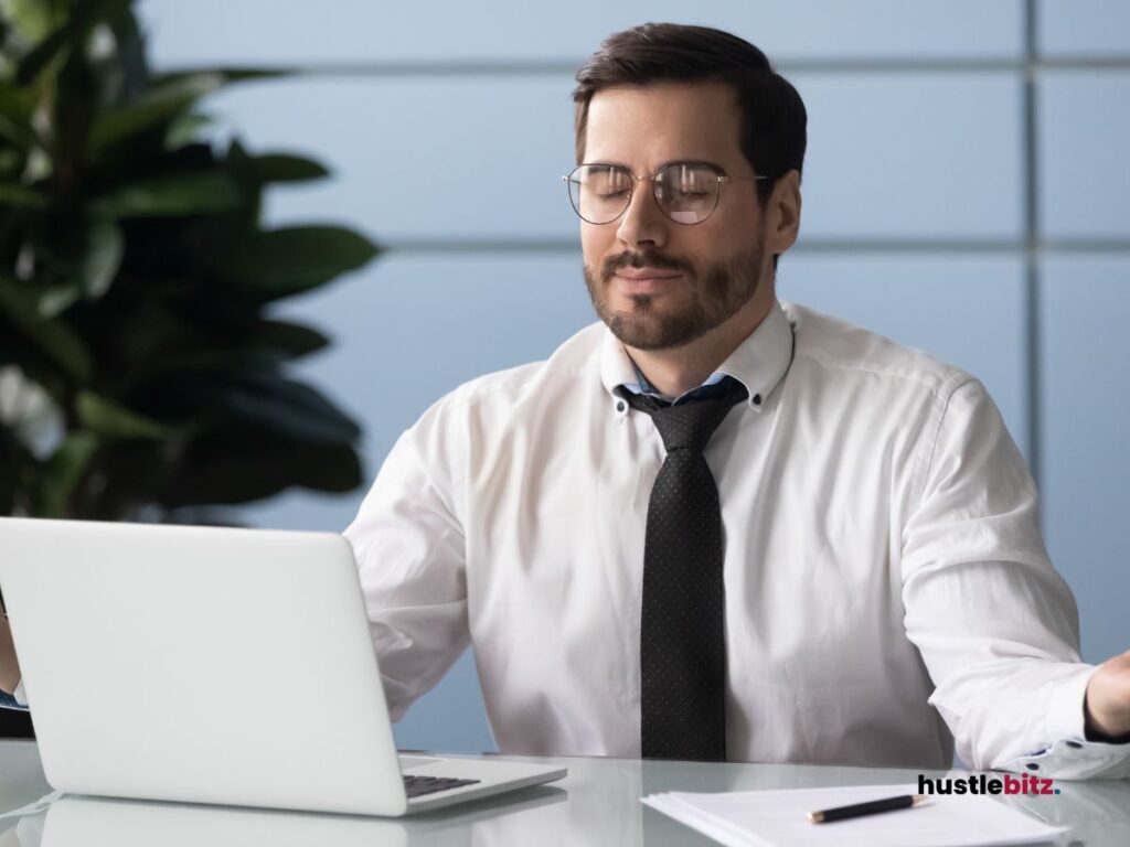 A man relaxing while working