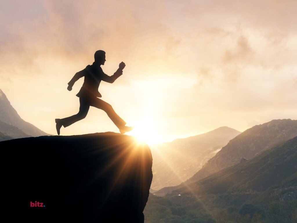 A silhouette of a man running.