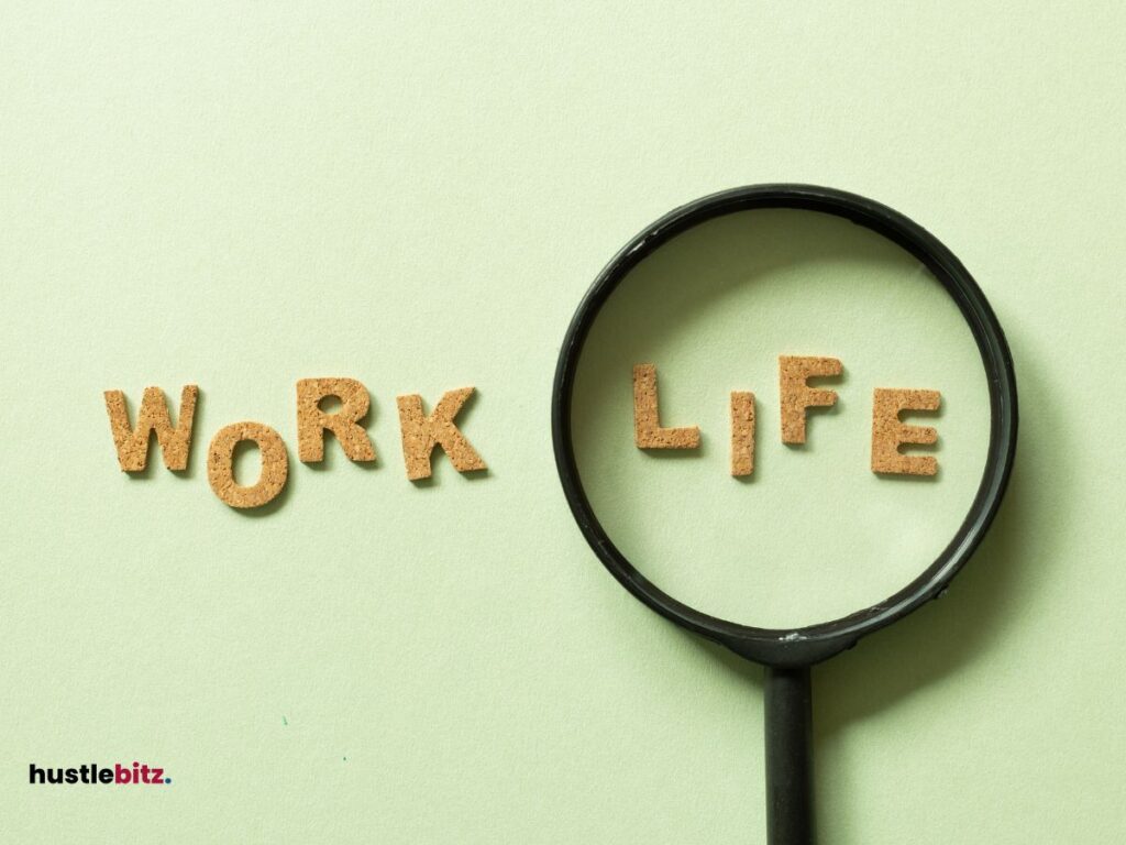 An image with words: Work, Life